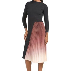 Belted Sweater Dress w/ Pleated Skirt - Size S - Dalia MacPhee - Brand New, Tags